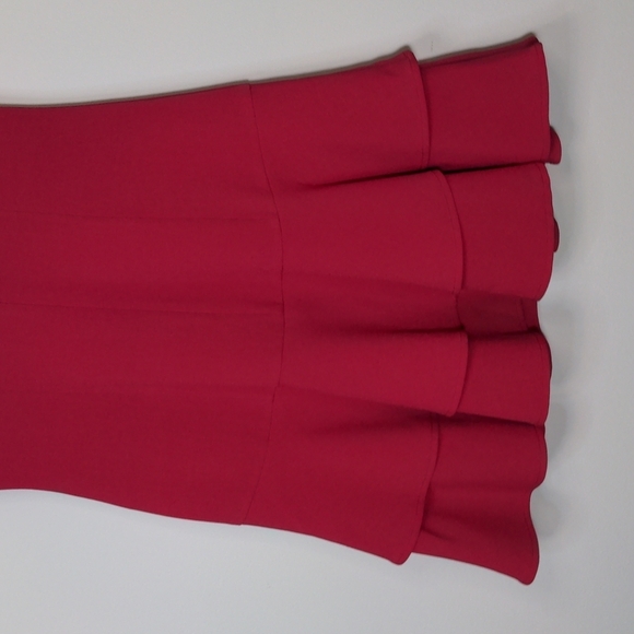 ELIZA J Stretch Ruffle Crepe Sheath Drop Waist Short Sleeve Dress Berry Barbie - Picture 7 of 15